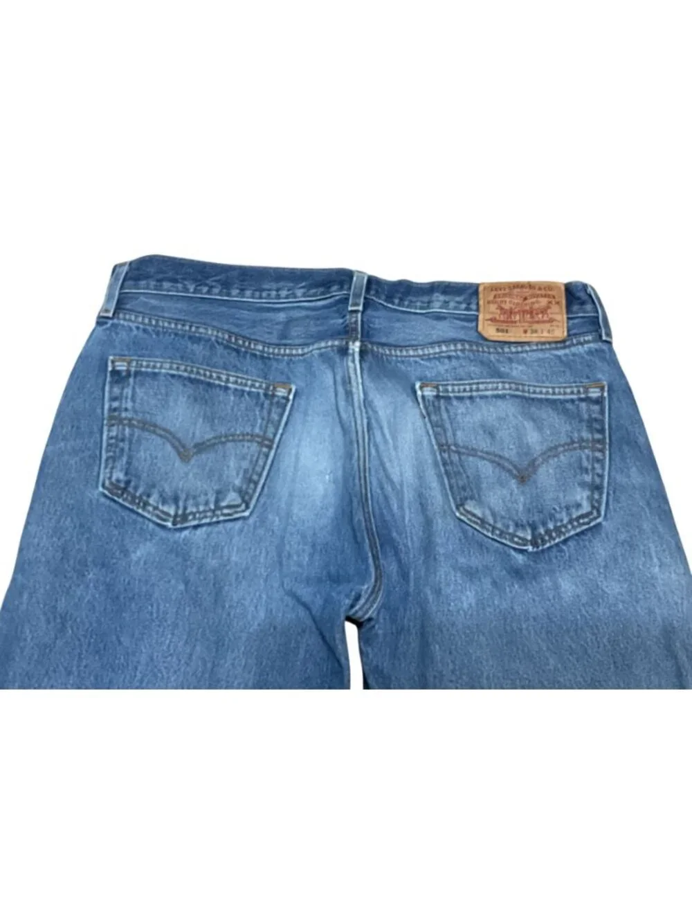 Levi's 501 Blue Jeans W38 L40 Straight-Leg 100% Cotton Button Fly Mens